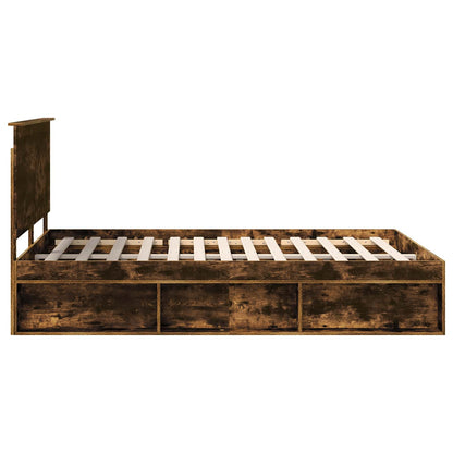 vidaXL Cadre de lit Chêne fumé 135 x 190 cm Pin massif