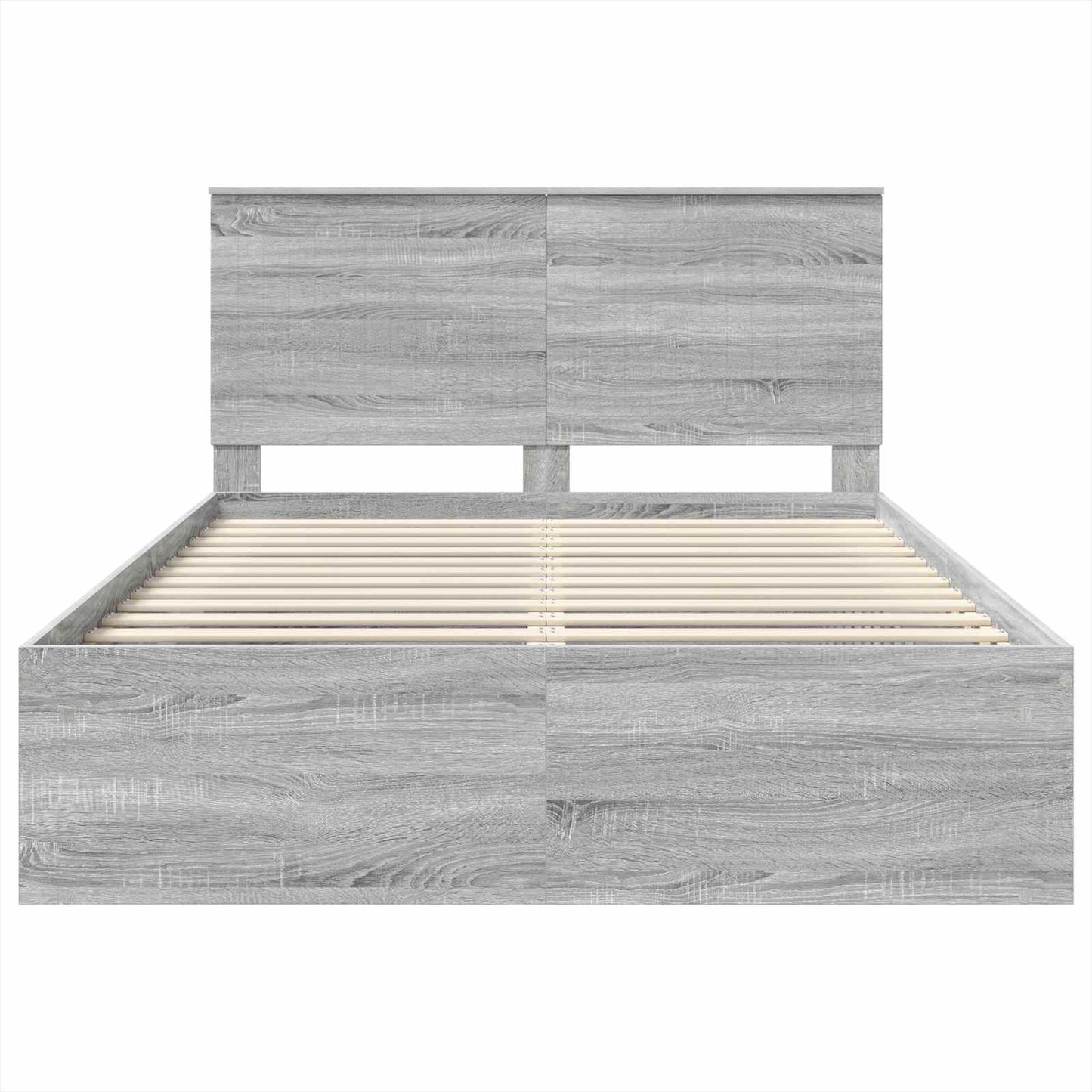 vidaXL Bettrahmen Graues Sonoma 135 x 190 cm Massives Kiefernholz