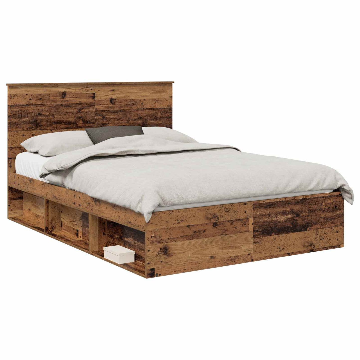 vidaXL Cadre de lit bois de récupération 135 x 190 cm Bois de pin massif