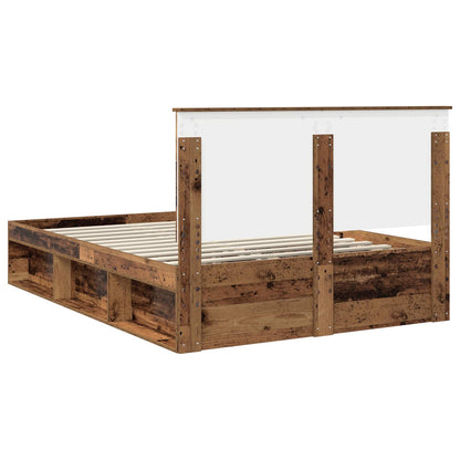 vidaXL Cadre de lit bois de récupération 135 x 190 cm Bois de pin massif