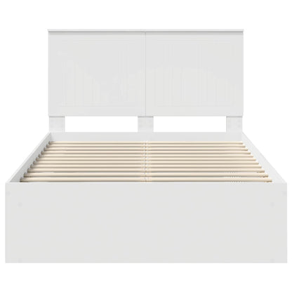 vidaXL Cadre de lit avec tête de lit Blanc 120 x 200 cm Bois de pin massif