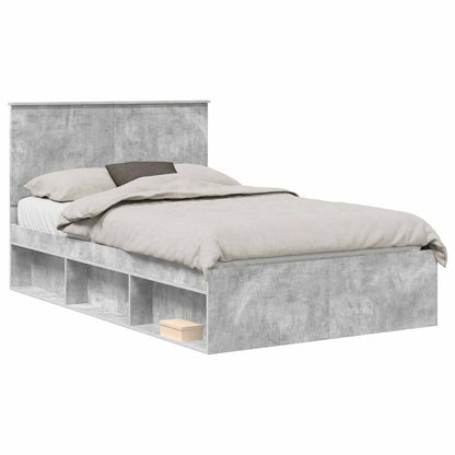 vidaXL Cadre de lit avec tête de lit Béton 120 x 200 cm Bois de pin massif
