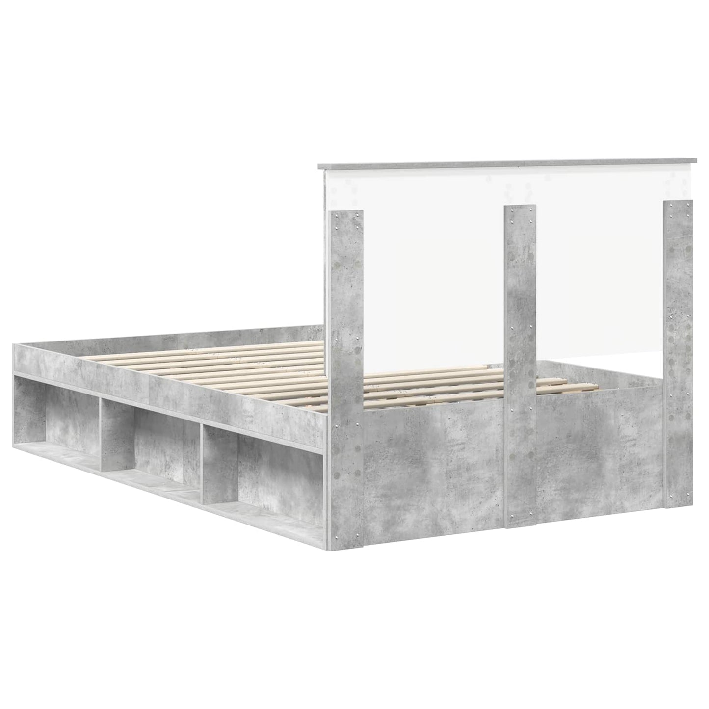 vidaXL Cadre de lit avec tête de lit Béton 120 x 200 cm Bois de pin massif