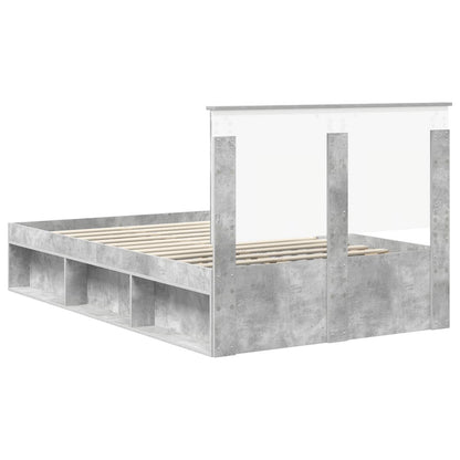 vidaXL Cadre de lit avec tête de lit Béton 120 x 200 cm Bois de pin massif