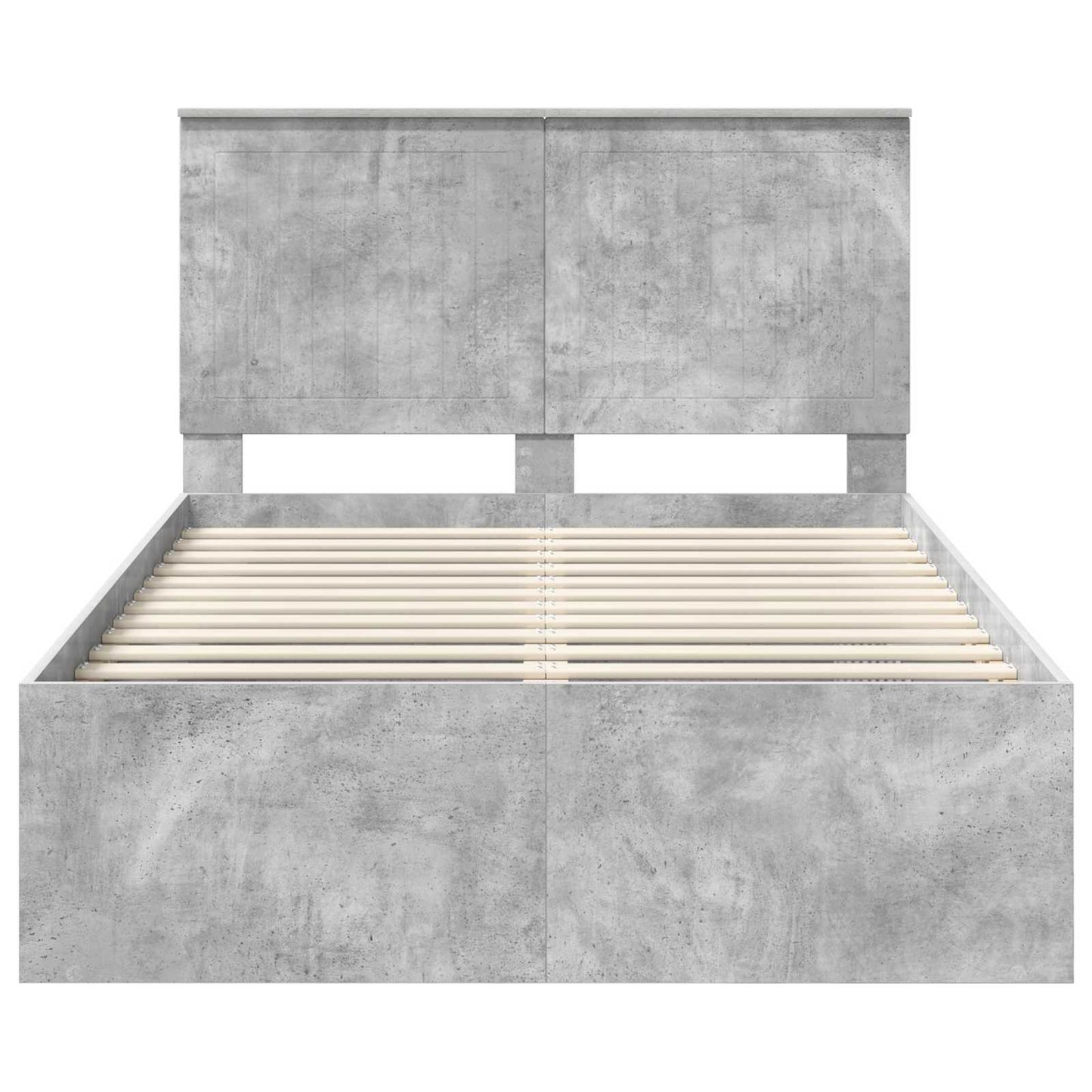 vidaXL Cadre de lit avec tête de lit Béton 120 x 200 cm Bois de pin massif