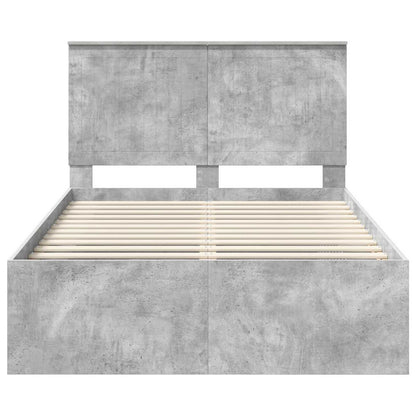 vidaXL Cadre de lit avec tête de lit Béton 120 x 200 cm Bois de pin massif