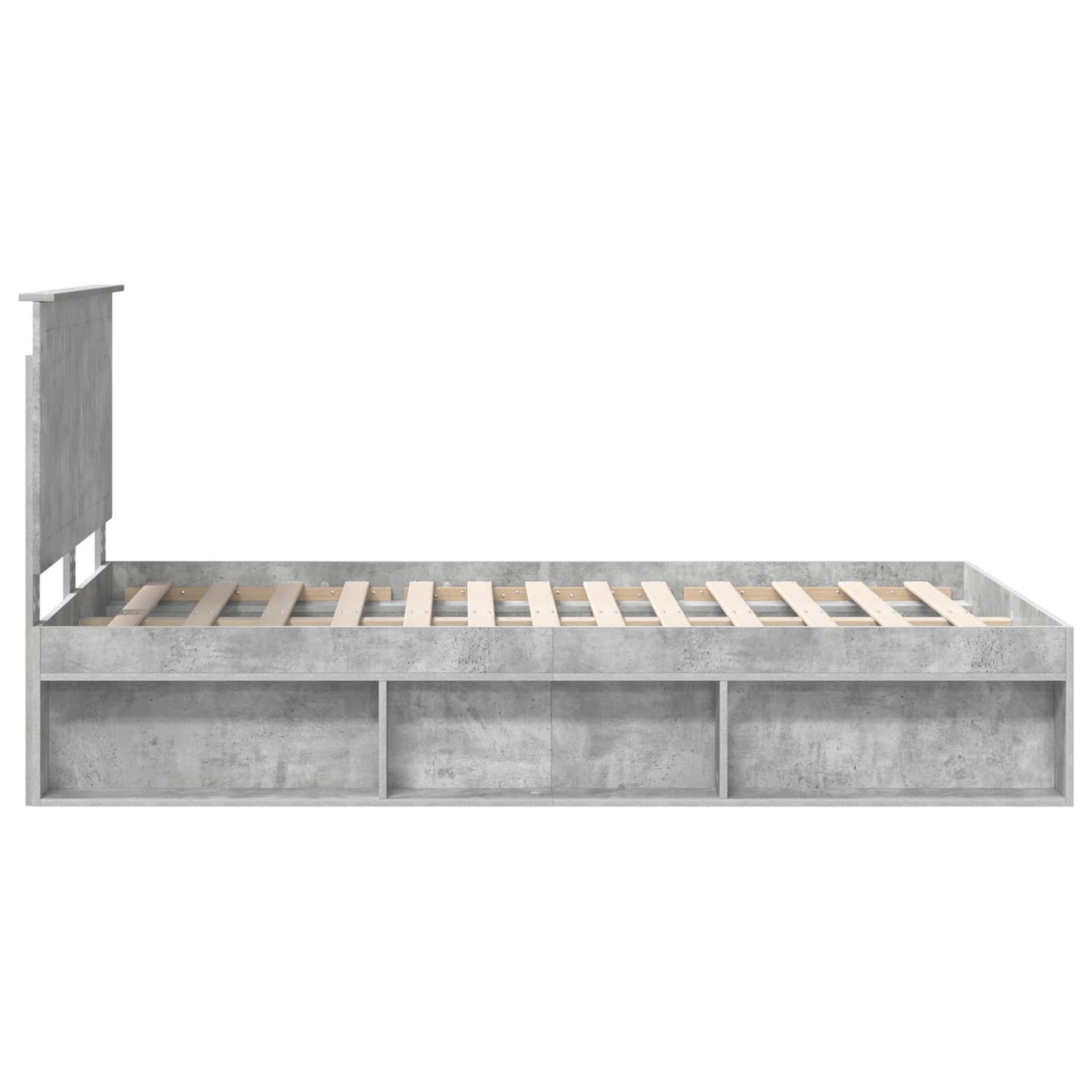 vidaXL Cadre de lit avec tête de lit Béton 120 x 200 cm Bois de pin massif