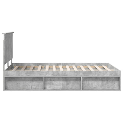vidaXL Cadre de lit avec tête de lit Béton 120 x 200 cm Bois de pin massif