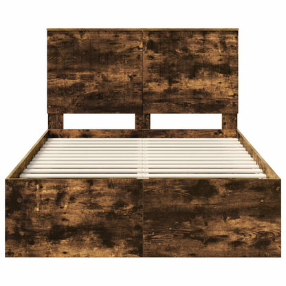 vidaXL Cadre de lit Chêne fumé 120 x 200 cm Bois de pin massif