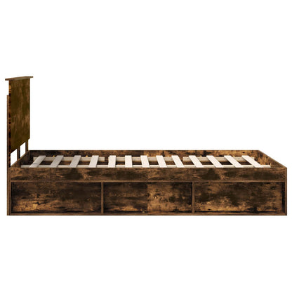 vidaXL Cadre de lit Chêne fumé 120 x 200 cm Bois de pin massif