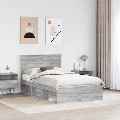 vidaXL Cadre de lit bois de pin massif Gris Sonoma 120x200 cm
