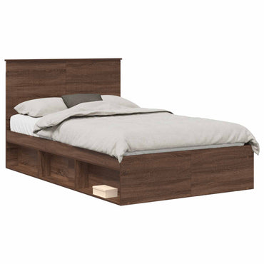 vidaXL Cadre de lit aspect chêne marron 120 x 200 cm Bois de pin massif