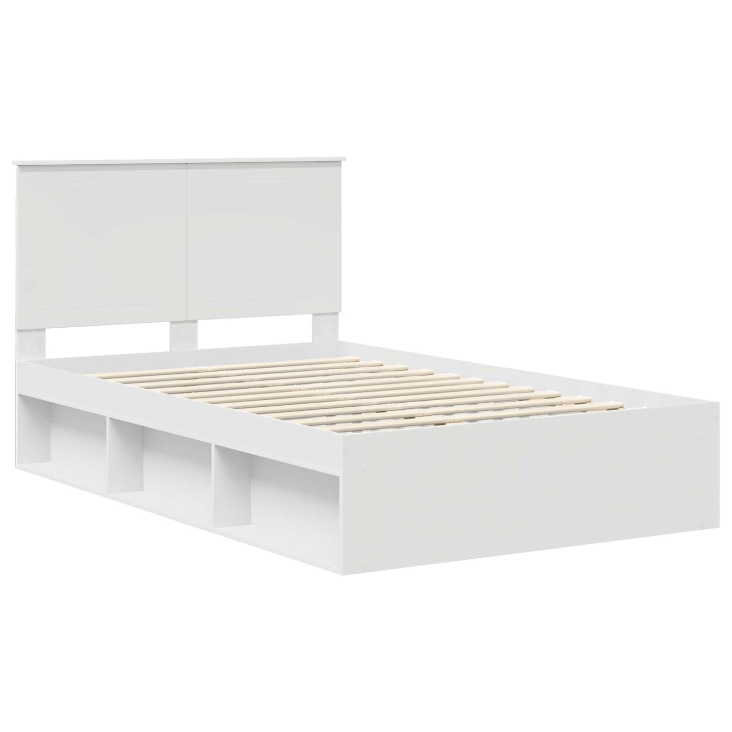 vidaXL Bettrahmen mit Kopfteil Weiß 120 x 190 cm Massives Kiefernholz