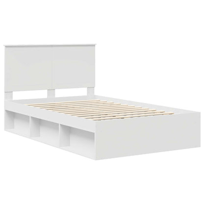 vidaXL Bettrahmen mit Kopfteil Weiß 120 x 190 cm Massives Kiefernholz