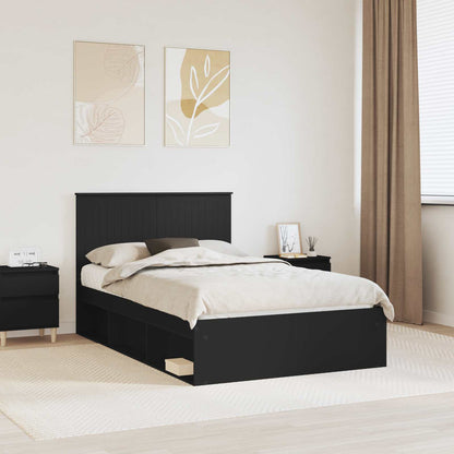 vidaXL Bettrahmen Schwarz 120 x 190 cm Massives Kiefernholz