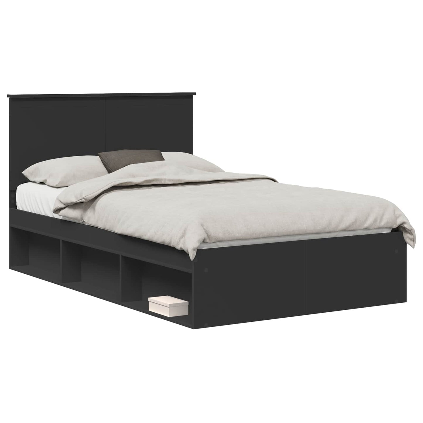 vidaXL Bettrahmen Schwarz 120 x 190 cm Massives Kiefernholz