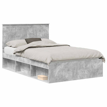 vidaXL Bettrahmen mit Kopfteil Beton 120 x 190 cm Massives Kiefernholz