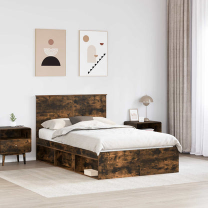 vidaXL Bettrahmen Geräucherte Eiche 120 x 190 cm Massives Kiefernholz