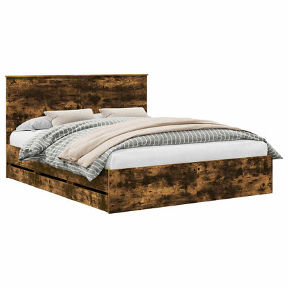 vidaXL Bettrahmen Geräucherte Eiche 120 x 190 cm Massives Kiefernholz
