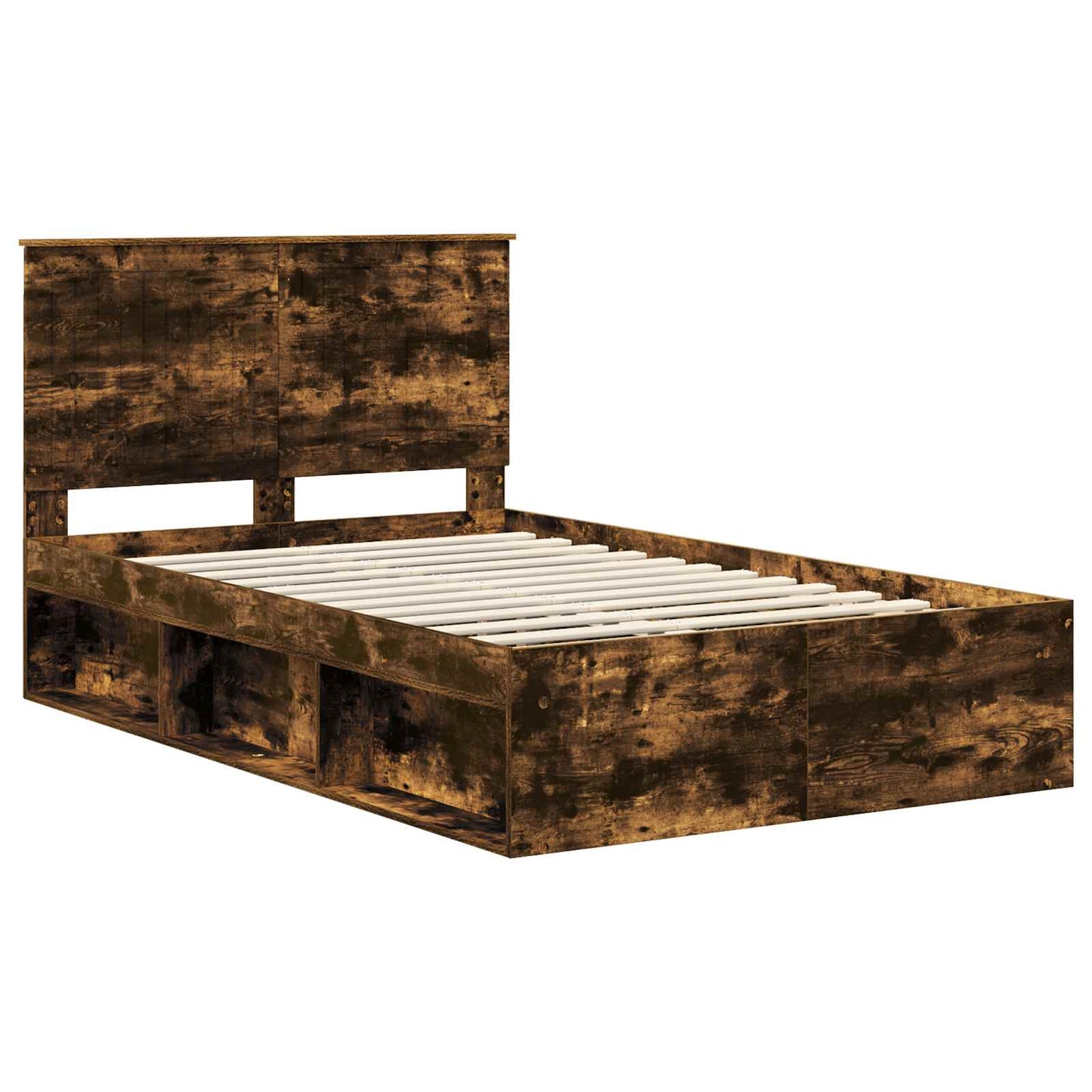 vidaXL Bettrahmen Geräucherte Eiche 120 x 190 cm Massives Kiefernholz