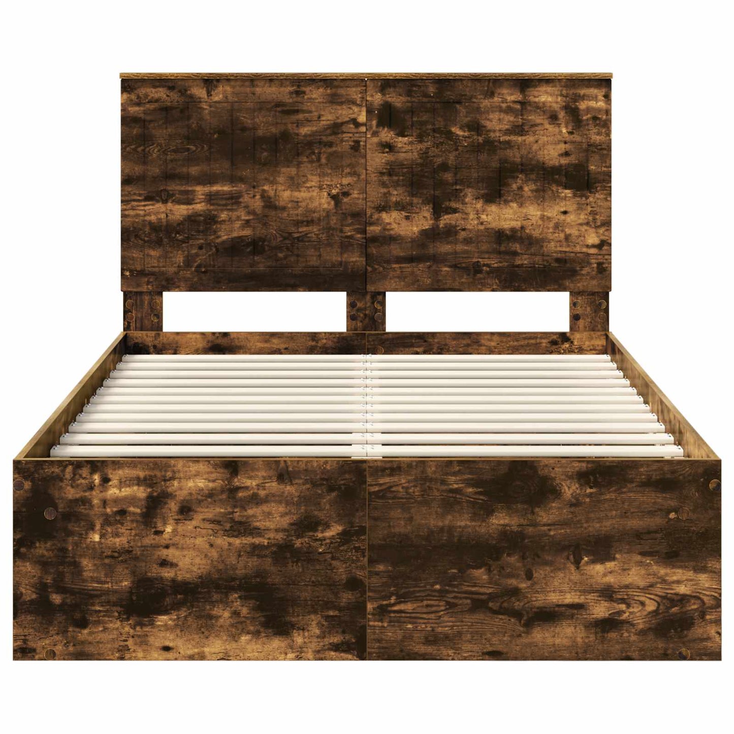 vidaXL Bettrahmen Geräucherte Eiche 120 x 190 cm Massives Kiefernholz