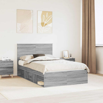 vidaXL Bettrahmen Graues Sonoma 120 x 190 cm Massives Kiefernholz