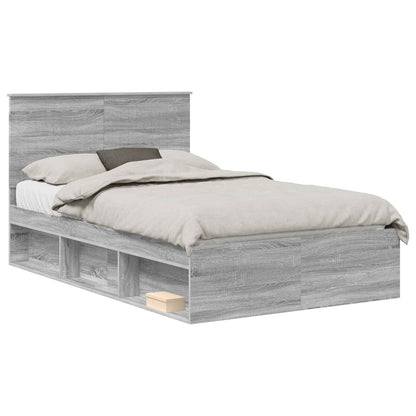 vidaXL Bettrahmen Graues Sonoma 120 x 190 cm Massives Kiefernholz