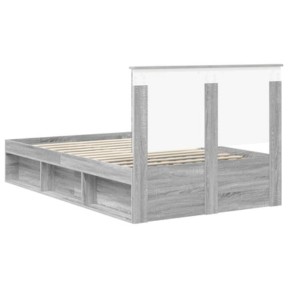 vidaXL Bettrahmen Graues Sonoma 120 x 190 cm Massives Kiefernholz