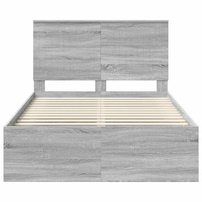 vidaXL Bettrahmen Graues Sonoma 120 x 190 cm Massives Kiefernholz