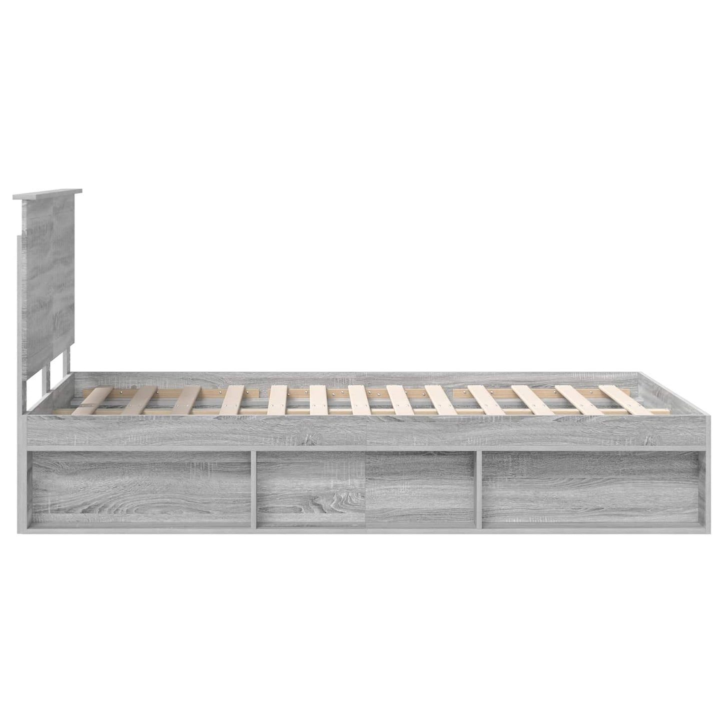 vidaXL Bettrahmen Graues Sonoma 120 x 190 cm Massives Kiefernholz