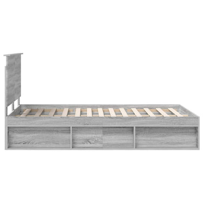 vidaXL Bettrahmen Graues Sonoma 120 x 190 cm Massives Kiefernholz