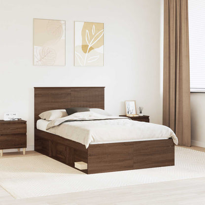vidaXL Bettrahmen Braun Eichen-Optik 120 x 190 cm Massives Kiefernholz
