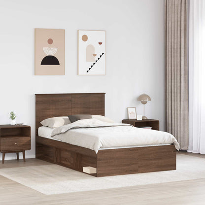 vidaXL Bettrahmen Braun Eichen-Optik 120 x 190 cm Massives Kiefernholz