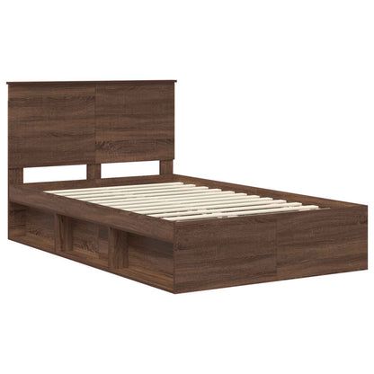 vidaXL Bettrahmen Braun Eichen-Optik 120 x 190 cm Massives Kiefernholz