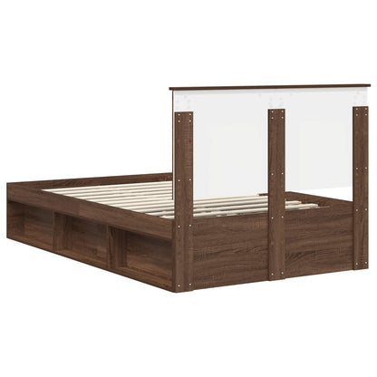 vidaXL Bettrahmen Braun Eichen-Optik 120 x 190 cm Massives Kiefernholz