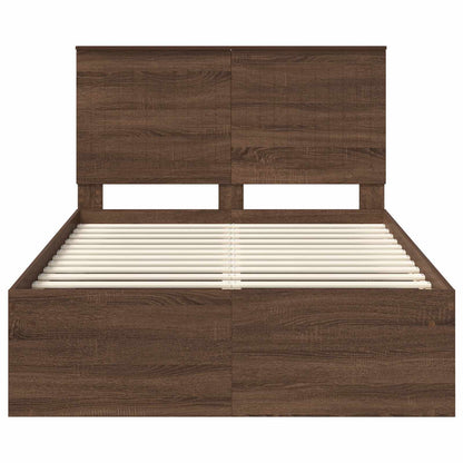 vidaXL Bettrahmen Braun Eichen-Optik 120 x 190 cm Massives Kiefernholz