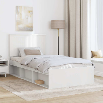 Bettrahmen mit Kopfteil Weiß 100 x 200 cm Massives Kiefernholz