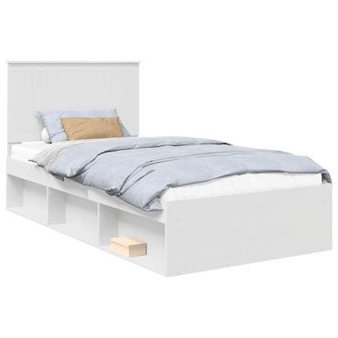 vidaXL Bettrahmen mit Kopfteil Weiß 100 x 200 cm Massives Kiefernholz