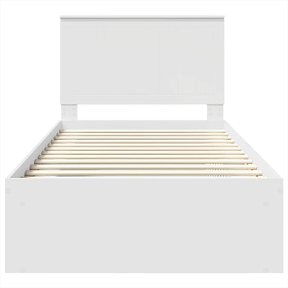 Bettrahmen mit Kopfteil Weiß 100 x 200 cm Massives Kiefernholz