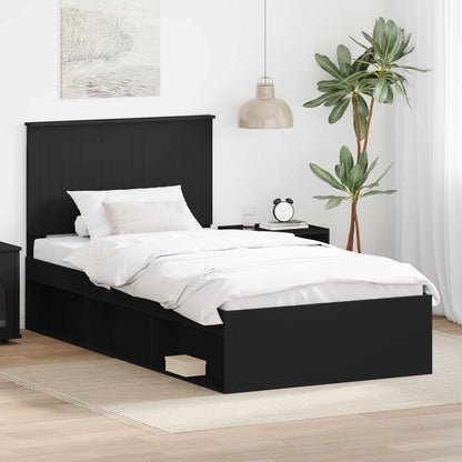 vidaXL Bettrahmen Schwarz 100 x 200 cm Massives Kiefernholz