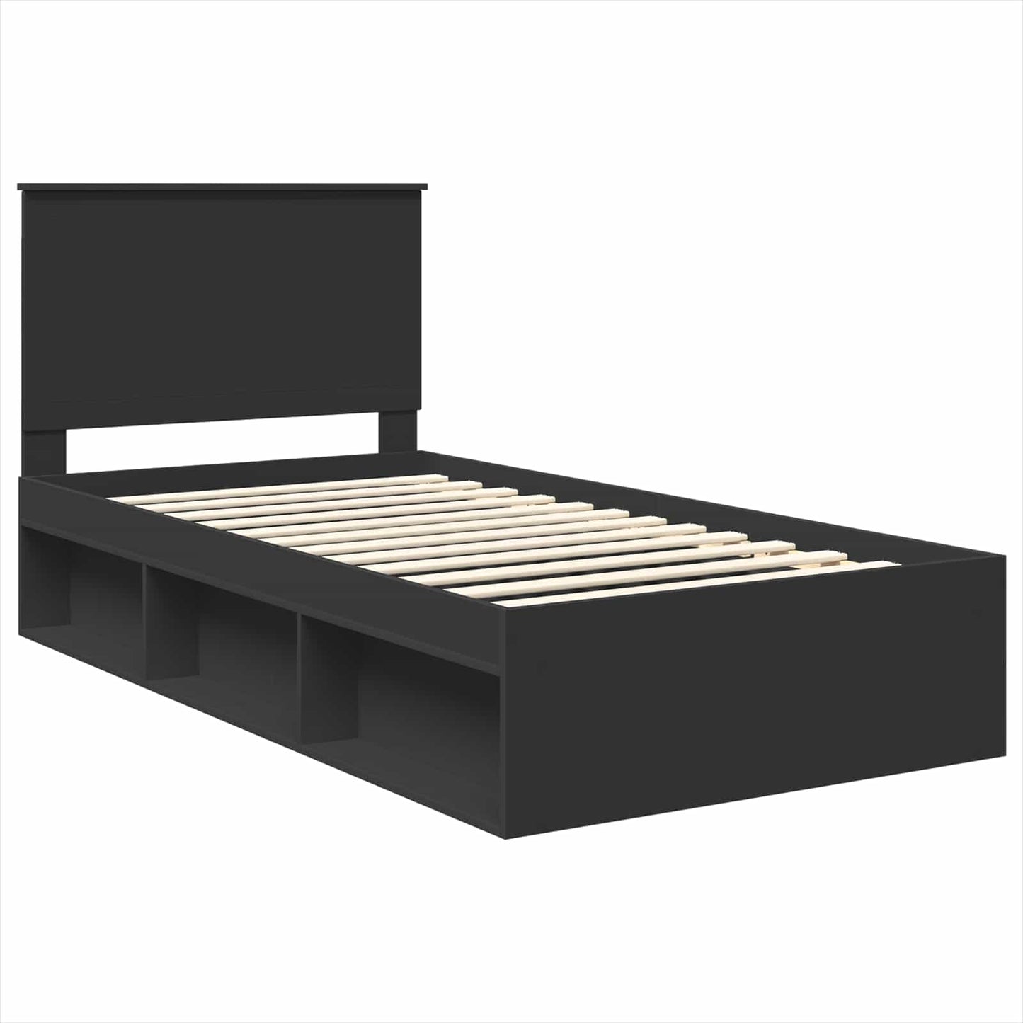 vidaXL Bettrahmen Schwarz 100 x 200 cm Massives Kiefernholz