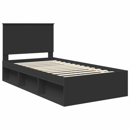 vidaXL Bettrahmen Schwarz 100 x 200 cm Massives Kiefernholz