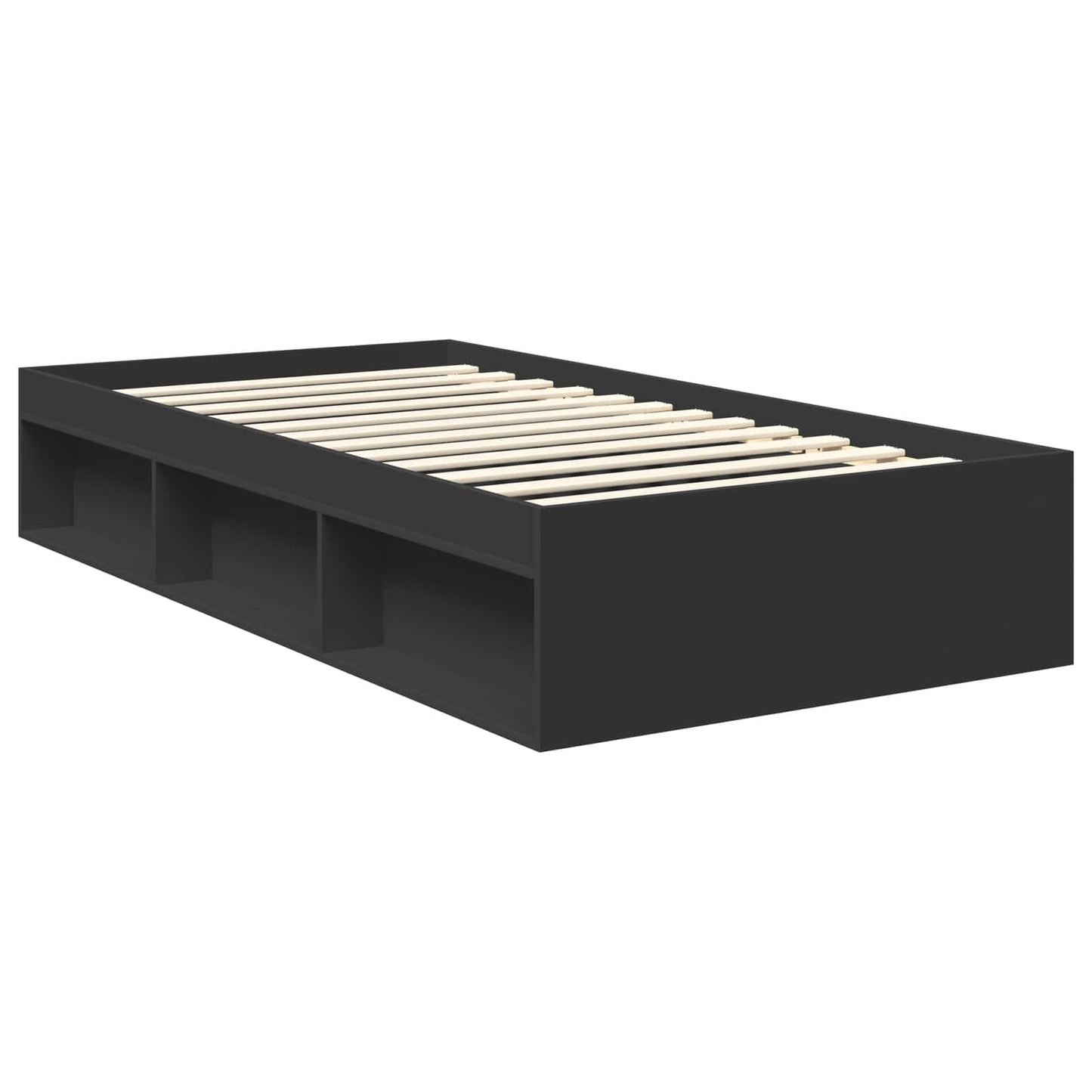 vidaXL Bettrahmen Schwarz 100 x 200 cm Massives Kiefernholz