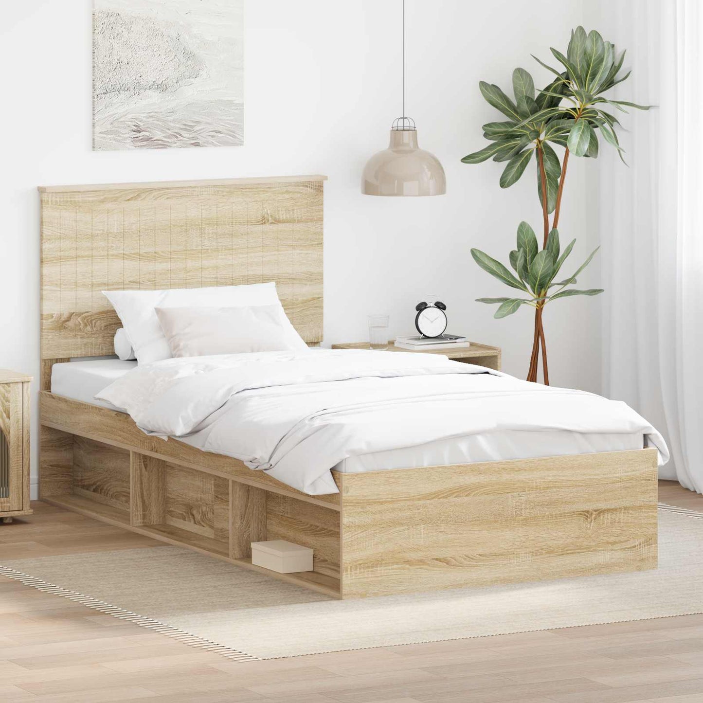 vidaXL Cadre de lit Sonoma 100 x 200 cm Bois de pin massif