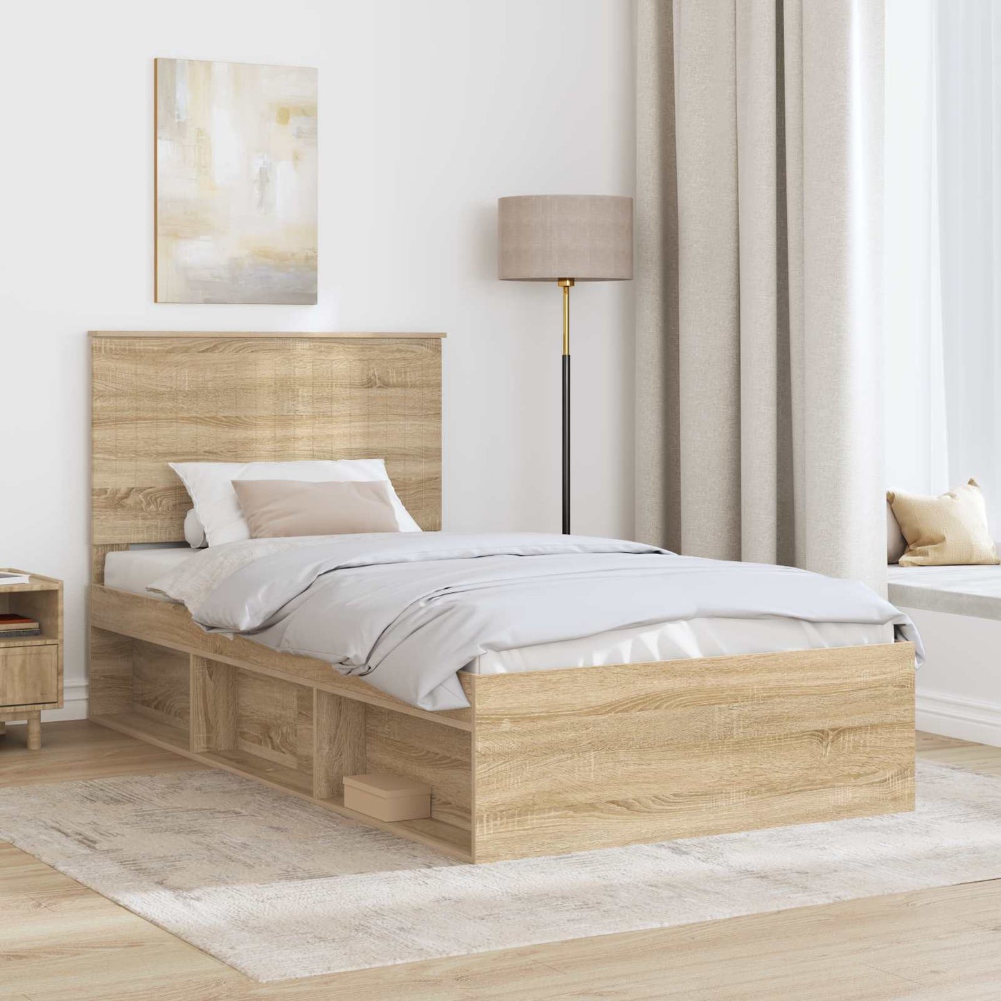 vidaXL Cadre de lit Sonoma 100 x 200 cm Bois de pin massif