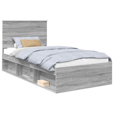 vidaXL Bettrahmen Graues Sonoma 100 x 200 cm Massives Kiefernholz