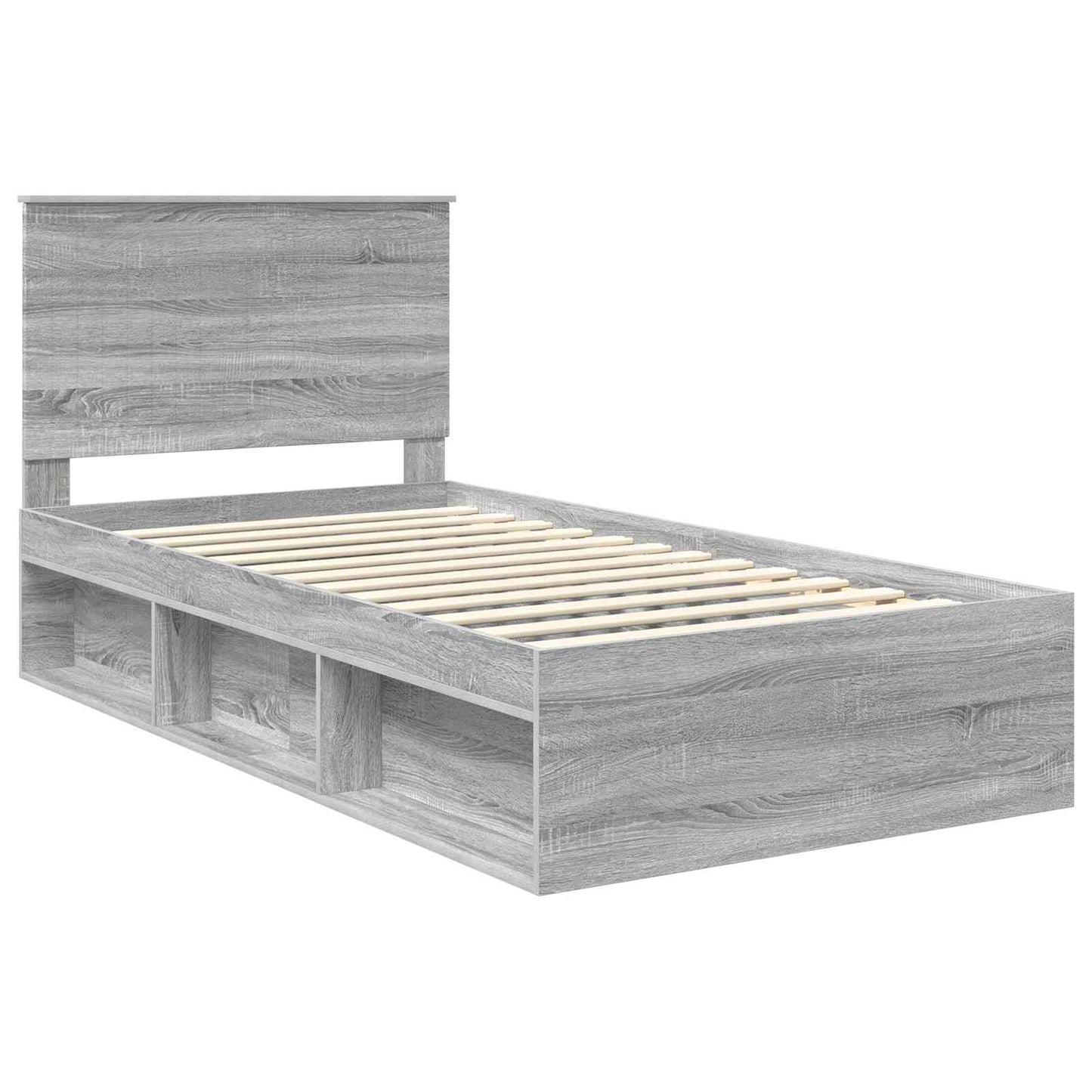 vidaXL Bettrahmen Graues Sonoma 100 x 200 cm Massives Kiefernholz
