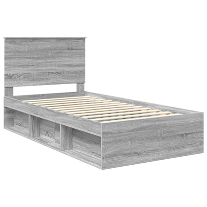 vidaXL Bettrahmen Graues Sonoma 100 x 200 cm Massives Kiefernholz