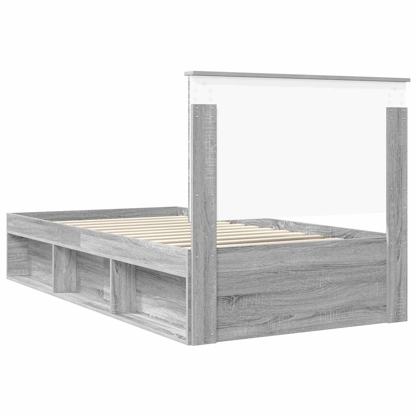 vidaXL Bettrahmen Graues Sonoma 100 x 200 cm Massives Kiefernholz