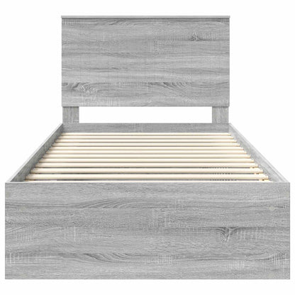 vidaXL Bettrahmen Graues Sonoma 100 x 200 cm Massives Kiefernholz